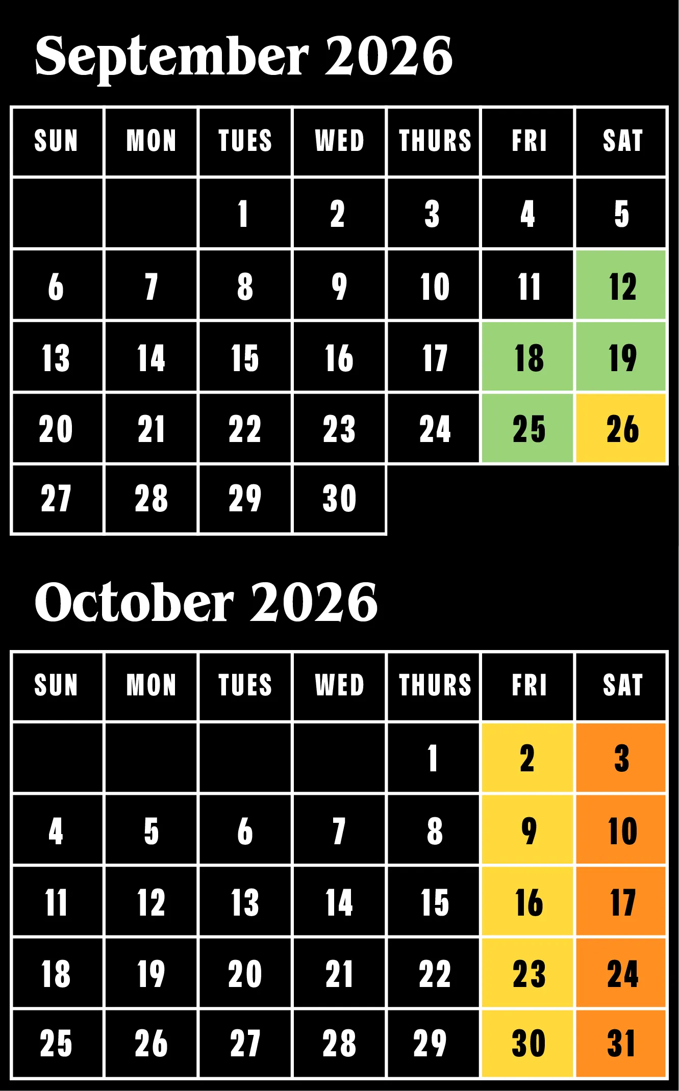 Lewisburg Haunted Cave 2026 calendar