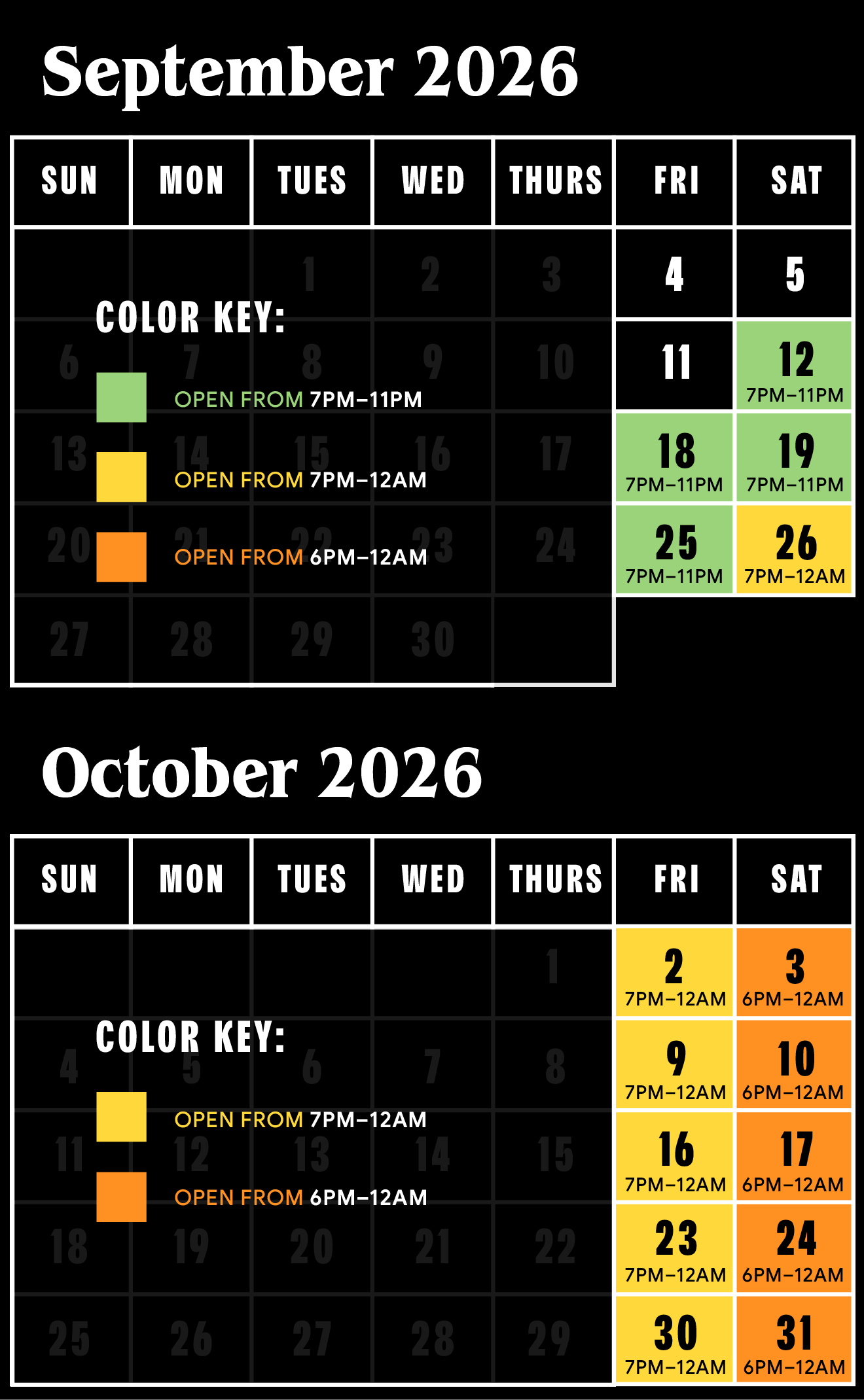 Lewisburg Haunted Cave 2026 calendar